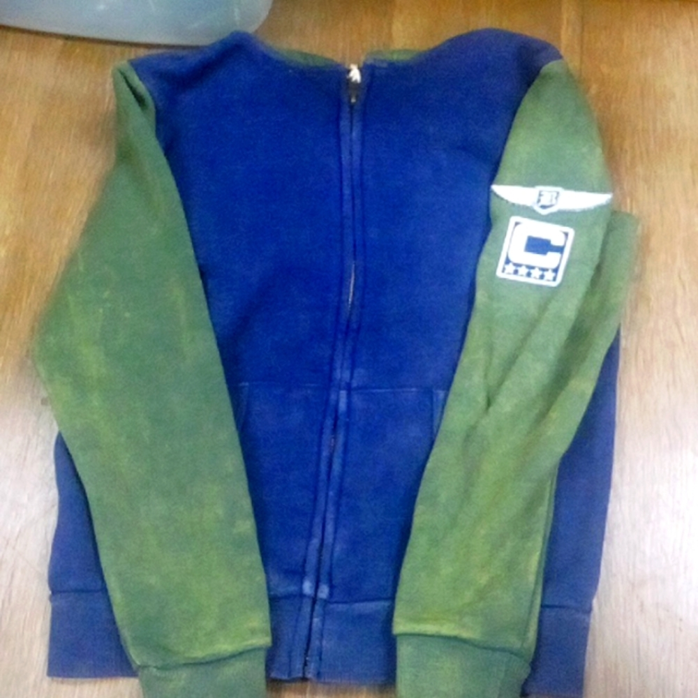 Butter Boys Size Medium Blue and Green Zip up Hoodie